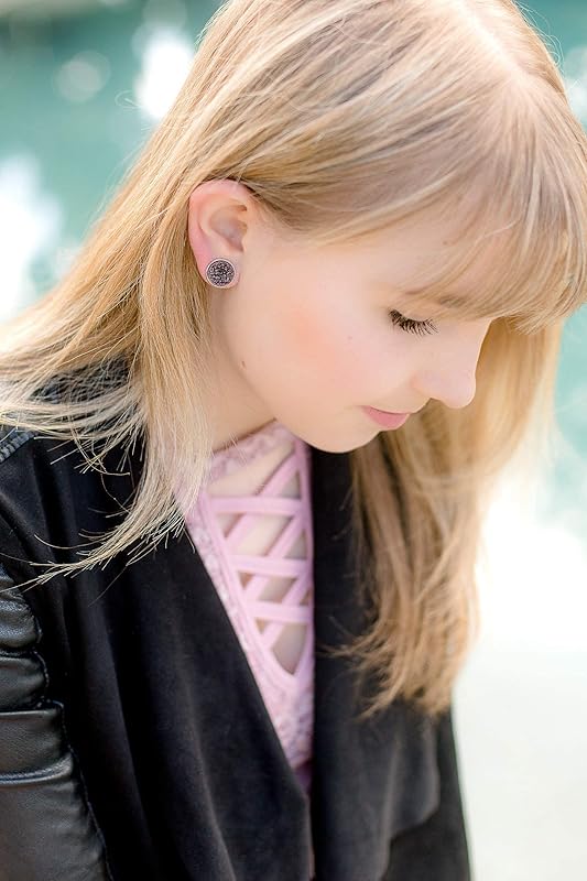 Summerfield Collection Silver-tone Brown Faux Druzy Stone Stud Earrings 12mm