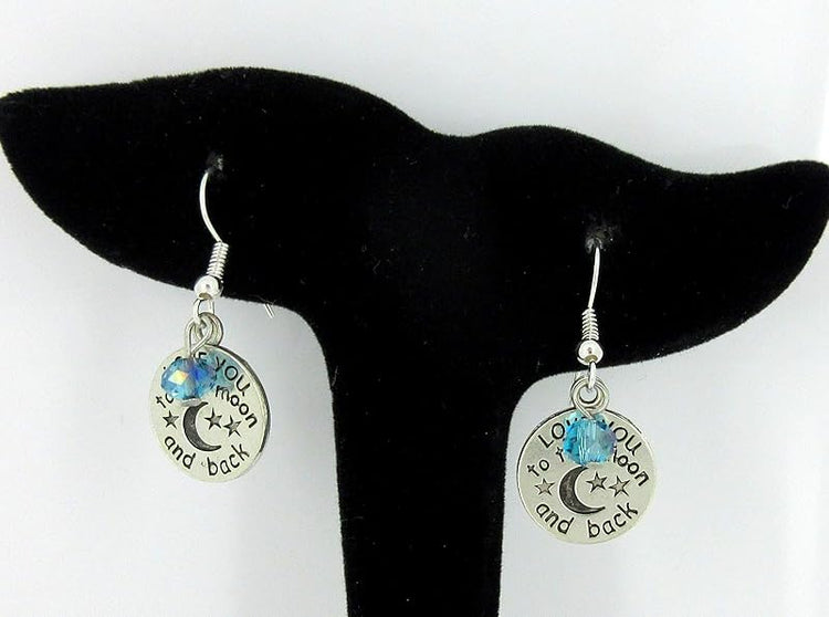 Summerfield Collection Antiqued Silver-tone Love You to the Moon and Back Charm Dangle Earrings