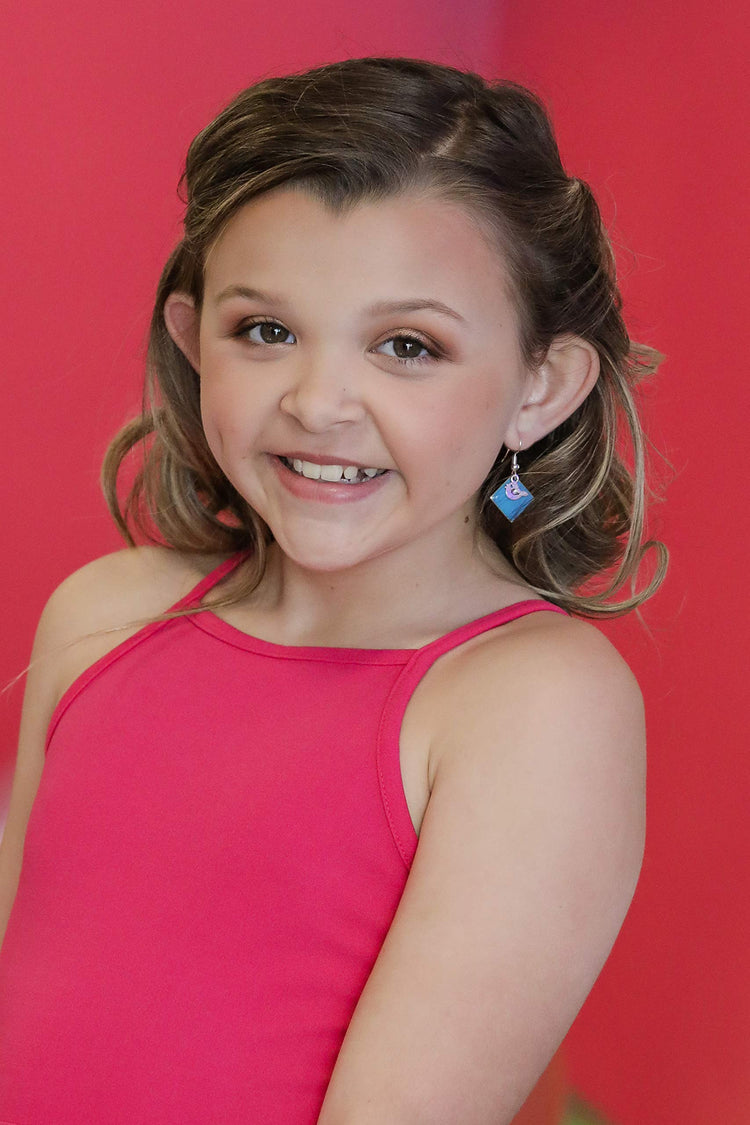 Silver-tone Sky Blue Enamel Bird Charm Dangle Earrings