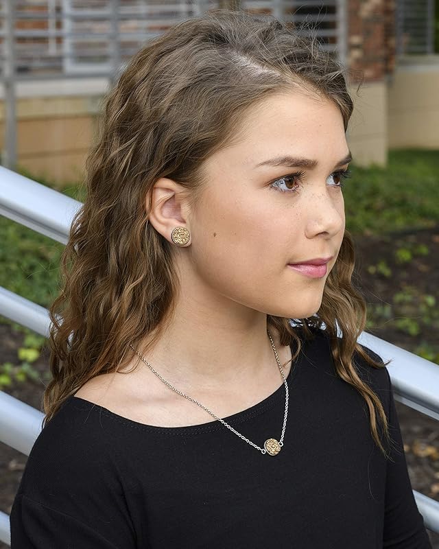 Summerfield Collection Stainless Steel Faux Druzy Stone Pendant Necklace (Champagne Glitter)