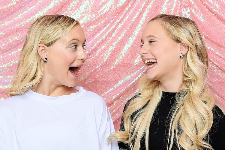 Summerfield Collection Stainless Steel Best Friends Print Glass Stud Earrings 12mm (Neon Star)