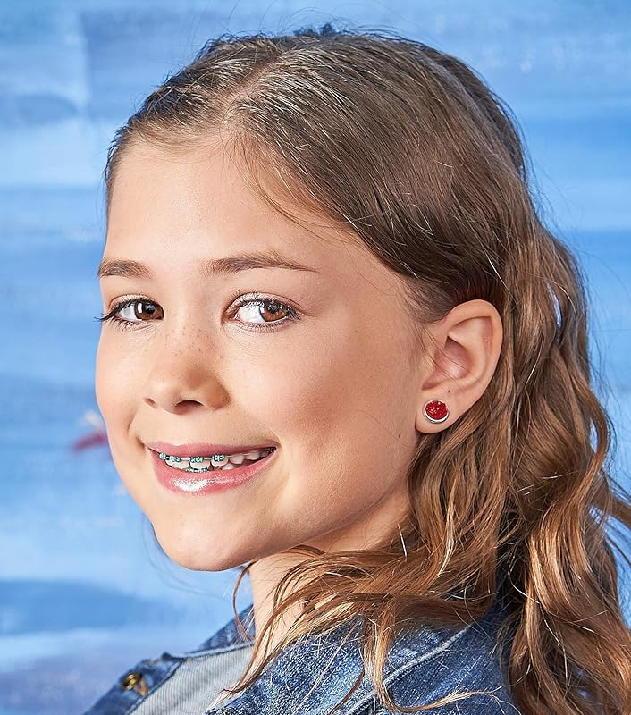 Summerfield Collection Trio Silver-tone Stud Earrings 8mm Faux Druzy Stone Set (Red/White AB/Green)