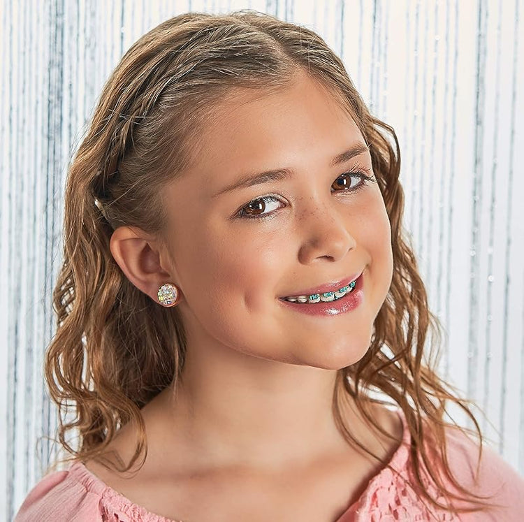 Summerfield Collection Rose Gold-tone Clear Frosted Metallic Rainbow Stud Earrings 12mm