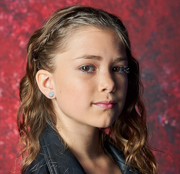 Summerfield Collection Duo Silver-tone Faux Druzy Stone Stud Earrings 8mm Set (Gray/Green)