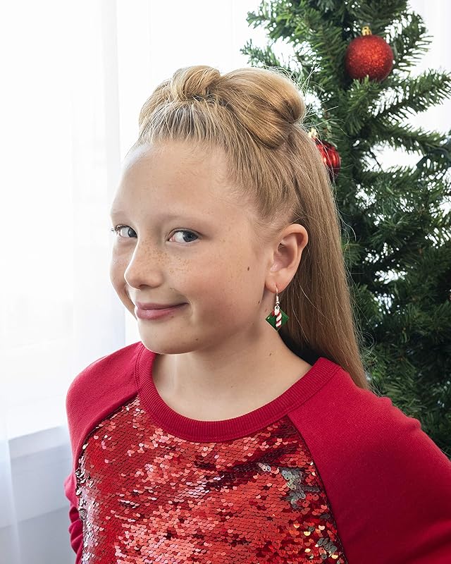 Summerfield Collection Silver-tone Green Enamel Candy Cane Charm Dangle Earrings