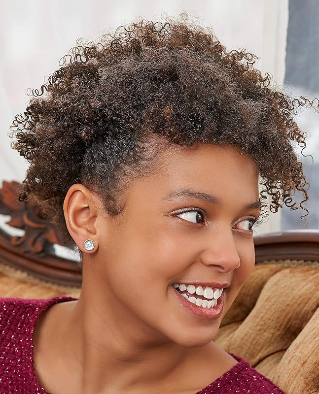 Summerfield Collection Silver-tone Green Red and Holographic Glitter Glass Stud Earrings Hand-painted 8mm