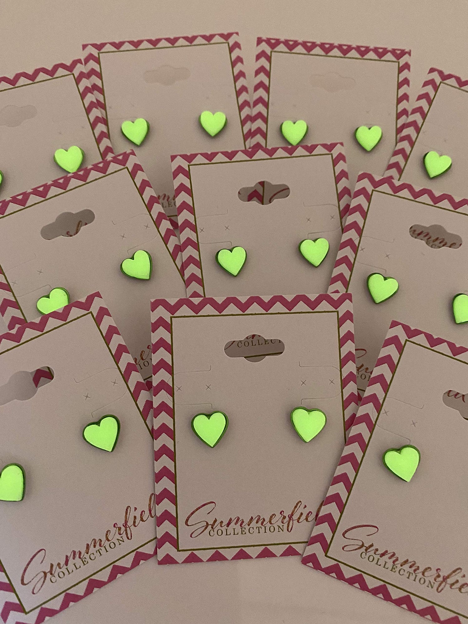 Stainless Steel Glow in the Dark Heart Stud Earrings 8mm