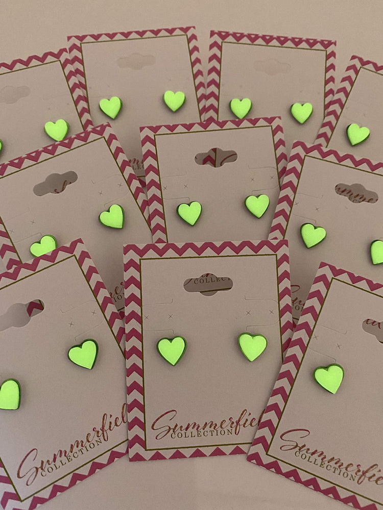Stainless Steel Glow in the Dark Heart Stud Earrings 8mm
