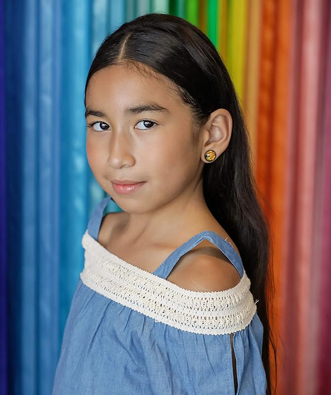 Summerfield Collection Antiqued Gold-tone Sunset Sunflower Print Glass Stud Earrings 12mm