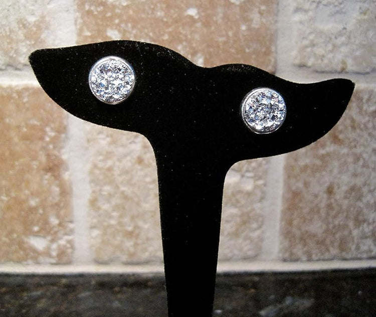 Summerfield Collection Trio Silver-tone Neon Green Pink Faux Druzy Stone Stud Earrings 12mm Set