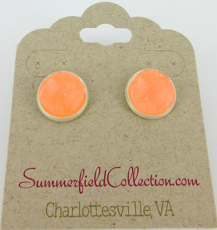 Summerfield Collection Silver-tone Faux Druzy Stone Stud Earrings 12mm