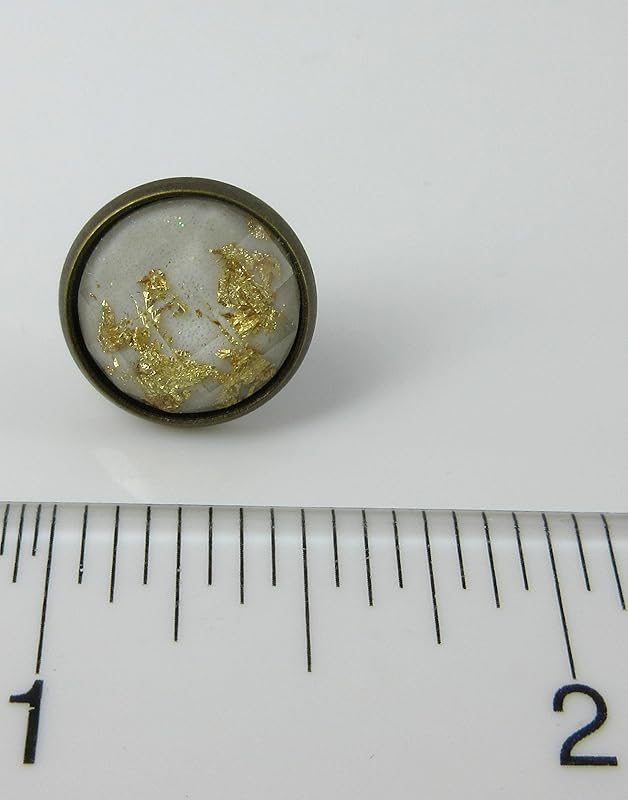 Summerfield Collection Trio Antiqued Gold-tone Leaf Foil Faceted Resin Stud Earrings Set 12mm (Black/Purple/White)