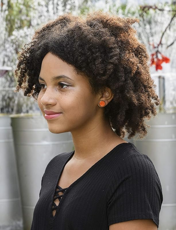 Summerfield Collection Duo Neon Stud Earrings Stainless Steel Faux Druzy Stone 12mm Set (Orange/Green)