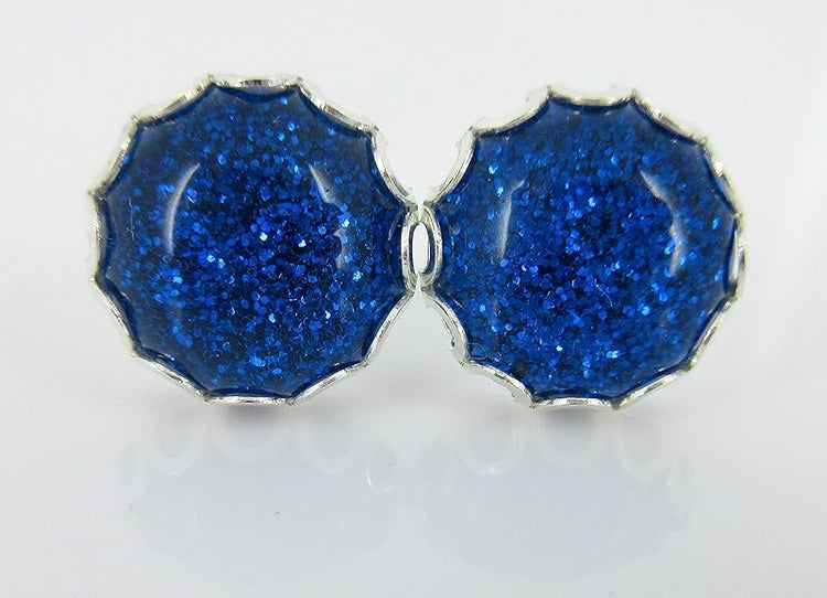 Summerfield Collection Trio Silver-tone Stud Earrings Mint Green Faux Druzy Stone Mermaid Scale Blue Glitter Resin Set