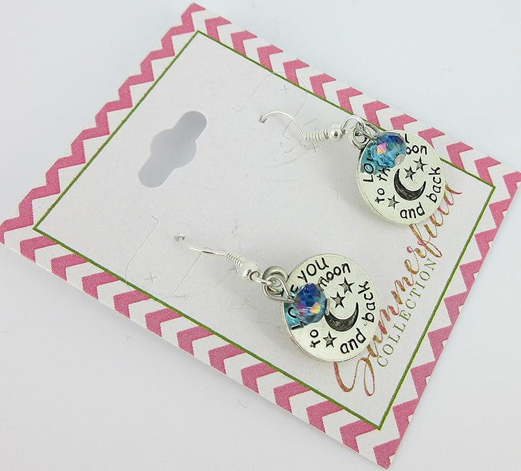 Summerfield Collection Antiqued Silver-tone Love You to the Moon and Back Charm Dangle Earrings