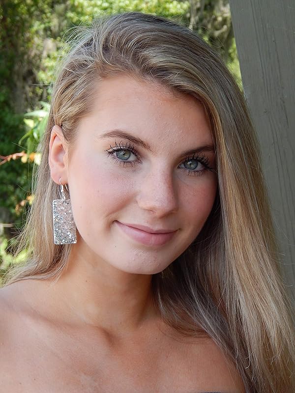 Summerfield Collection Silver-tone Glitter Faux Leather Large Rectangle Dangle Earrings (Silver)