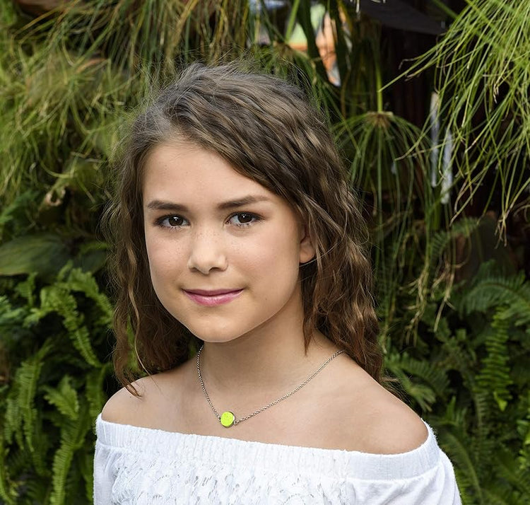 Summerfield Collection Stainless Steel Faux Druzy Stone Pendant Necklace (Neon Yellow)