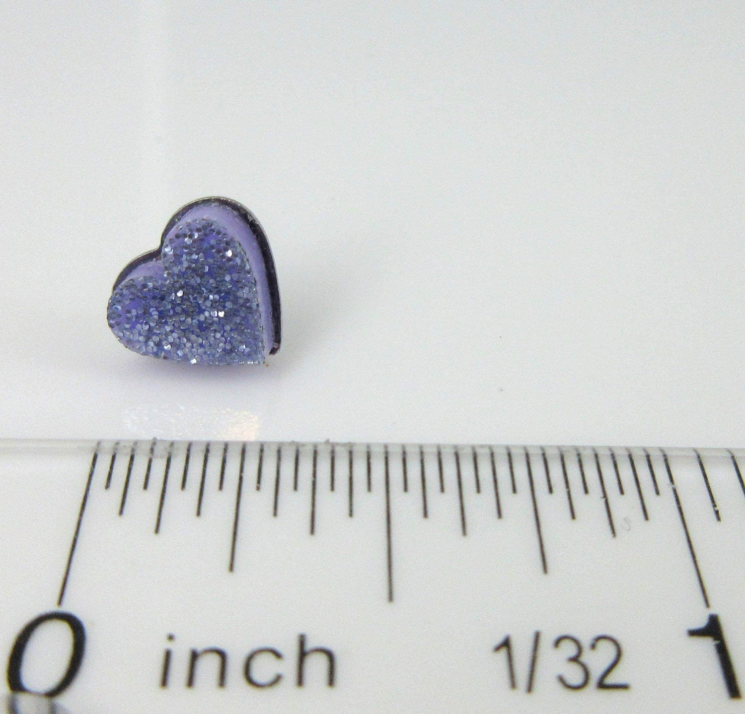 Stainless Steel Lilac Purple Glitter Acrylic Heart Stud Earrings 8mm