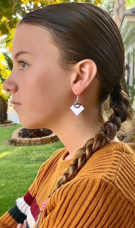 Summerfield Collection Silver-tone White Enamel Vampire Lip Charm Dangle Earrings