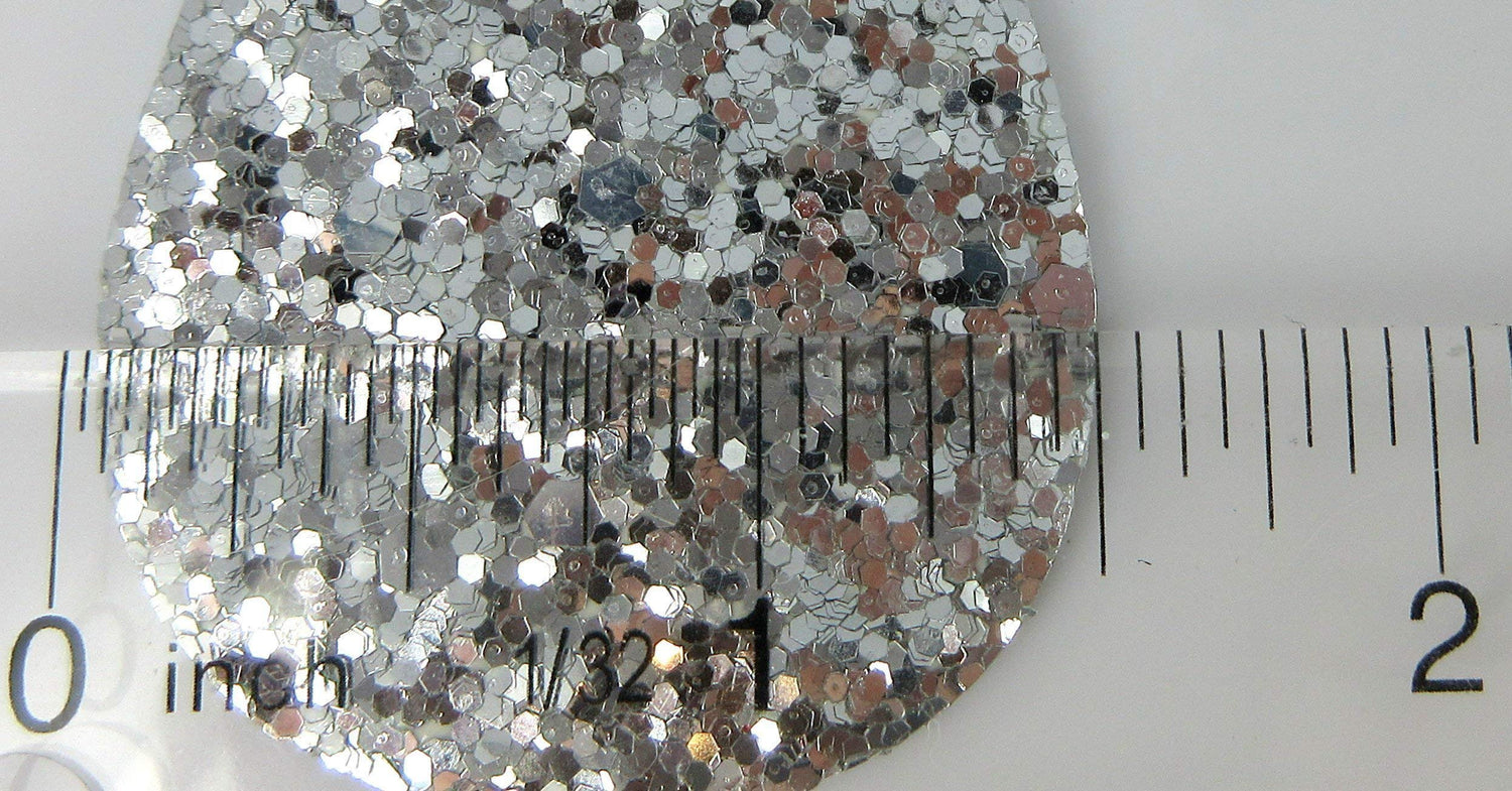 Silver Glitter Faux Leather Large Teardrop Dangle Earrings