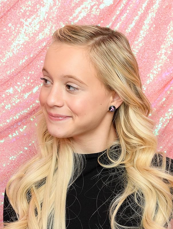 Summerfield Collection Stainless Steel I Heart Dance Print Glass Stud Earrings 12mm (Ballet Pointe Shoes)