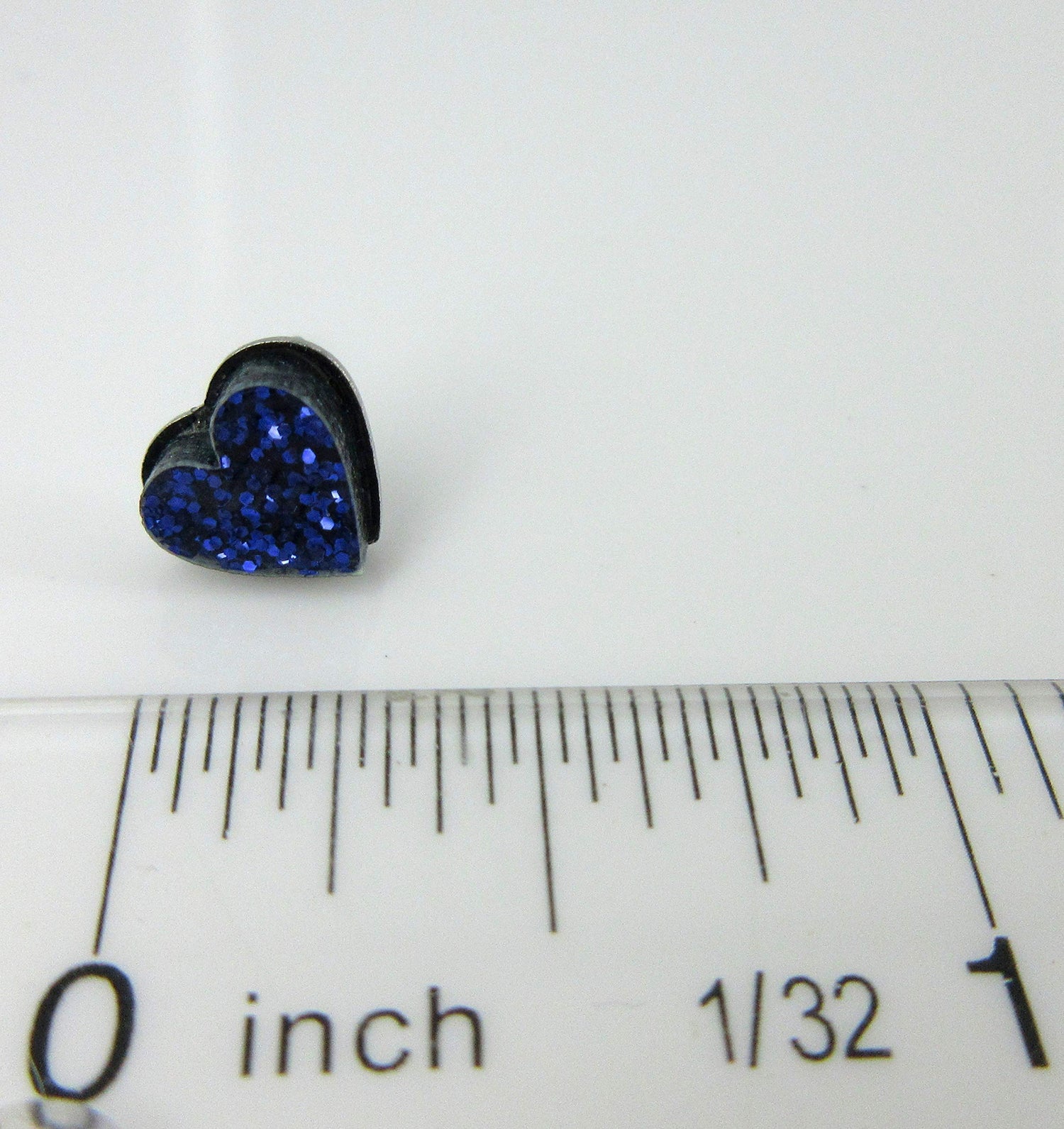 Stainless Steel Dark Purple Glitter Acrylic Heart Stud Earrings 8mm