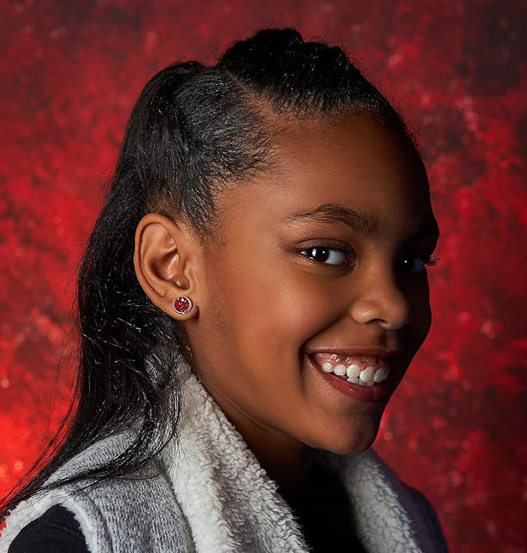 Summerfield Collection Trio Silver-tone Stud Earrings 8mm Faux Druzy Stone Set (Red/White AB/Green)