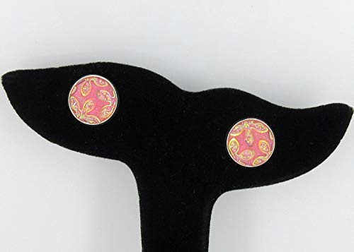 Silver-tone Light Pink Frosted Flower Metallic Rainbow Stud Earrings 12mm