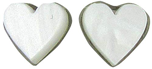 Stainless Steel Pearly White Acrylic Heart Stud Earrings 8mm