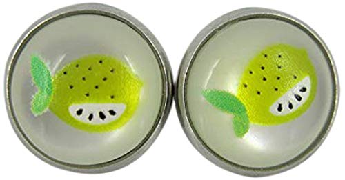 Stainless Steel Lemon Resin Stud Earrings 12mm