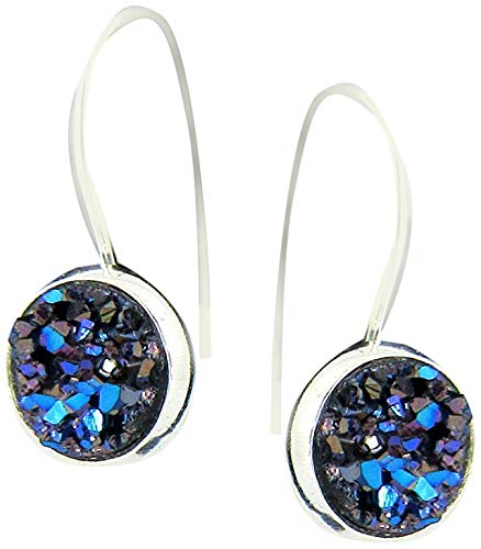 Silver-tone Faux Druzy Stone Lever-back Drop Earrings 8mm