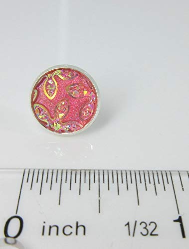 Silver-tone Light Pink Frosted Flower Metallic Rainbow Stud Earrings 12mm