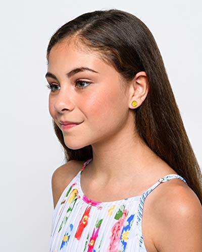 Silver-tone Yellow Faux Druzy Stone Stud Earrings