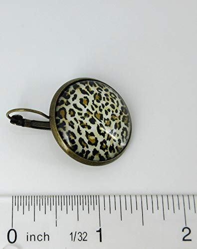 Antiqued Gold-tone Animal Print Glass Lever-back Drop Earrings Large 25mm