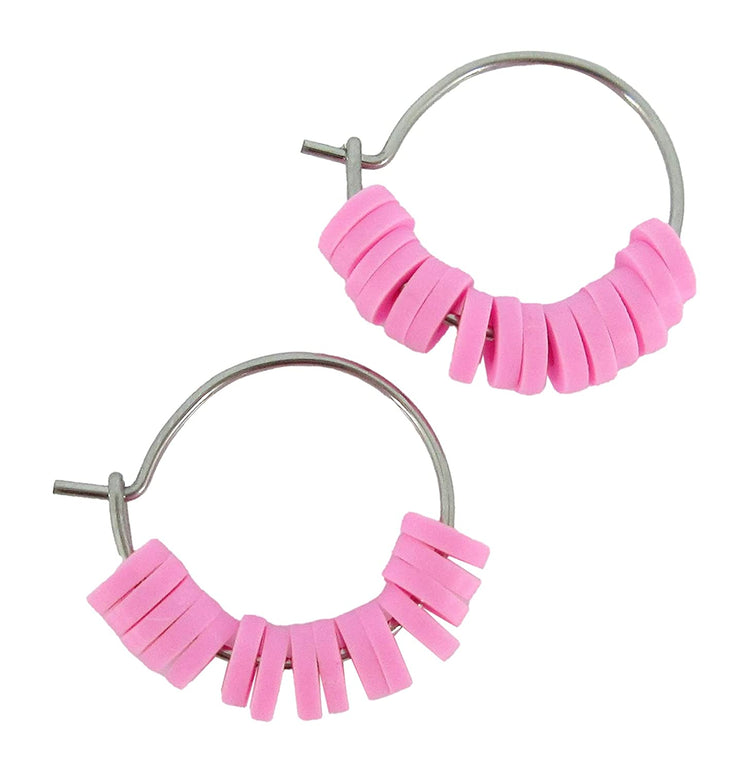 15mm Stainless Steel Polymer Clay Katsuki Bead Hoop Earrings