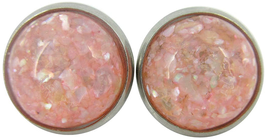 Stainless Steel Faux Shell Stud Earrings 12mm
