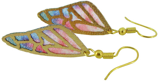 Vivid Rainbow Butterfly Wing Fabric Dangle Earrings