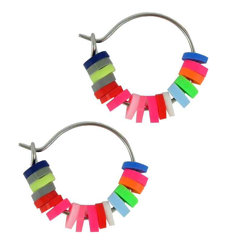 15mm Stainless Steel Polymer Clay Katsuki Bead Hoop Earrings