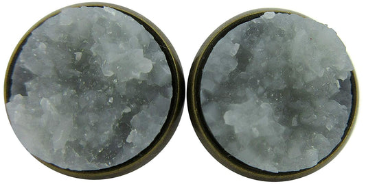 Antiqued Gold-tone Faux Druzy Stone Stud Earrings 12mm