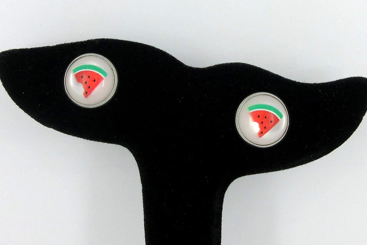 Stainless Steel Watermelon Resin Stud Earrings 12mm