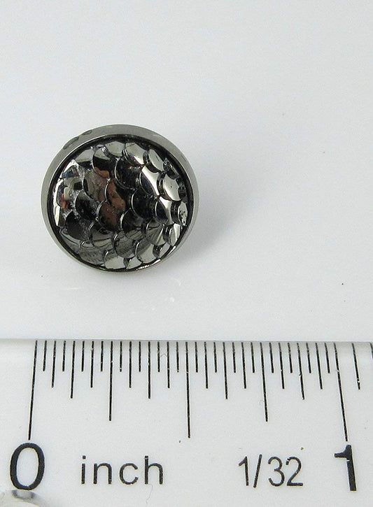 Hematite-tone Metallic Dragon Scale Stud Earrings 12mm Gunmetal Gray Mermaid
