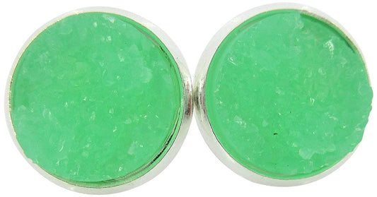 Silver-tone Faux Druzy Stone Stud Earrings 12mm