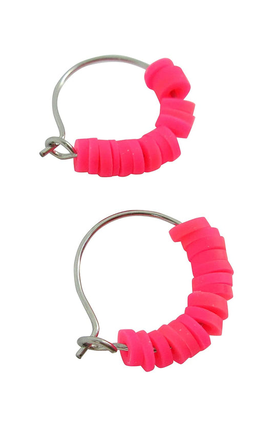 15mm Stainless Steel Polymer Clay Katsuki Bead Hoop Earrings