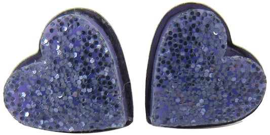 Stainless Steel Lilac Purple Glitter Acrylic Heart Stud Earrings 8mm