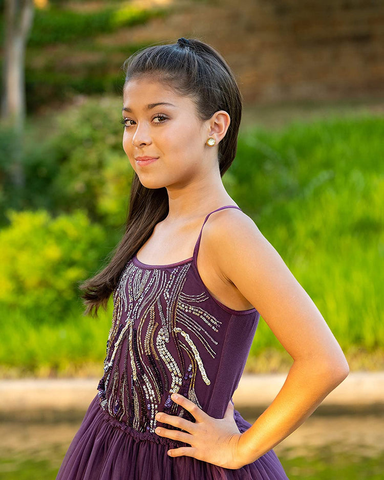 Gold-tone Glitter Glass Stud Earrings Hand-painted 12mm