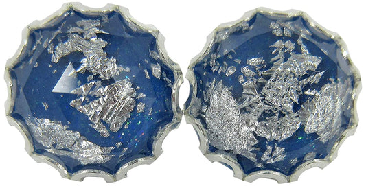 Silver Foil Faceted Resin Stud Earrings 12mm