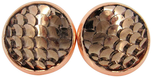 Rose Gold-tone Metallic Dragon Scale Stud Earrings 12mm Mermaid