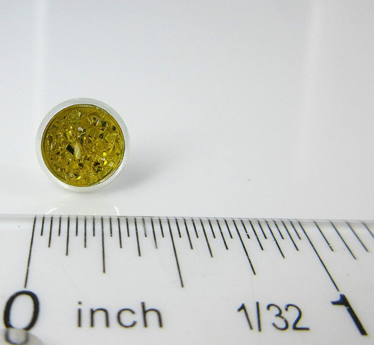 Silver-tone Yellow Faux Druzy Stone Stud Earrings