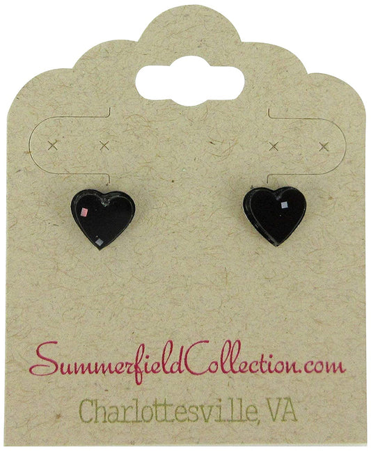 Stainless Steel Black and Silver Glitter Acrylic Heart Stud Earrings 8mm