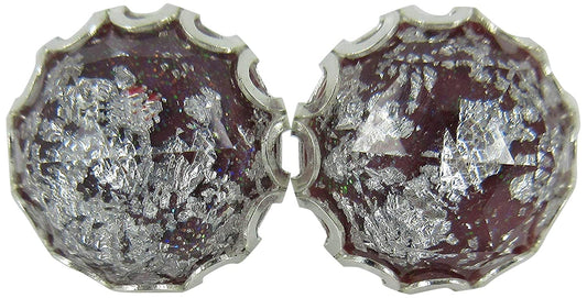 Silver Foil Dark Purple Faceted Resin Stud Earrings 12mm